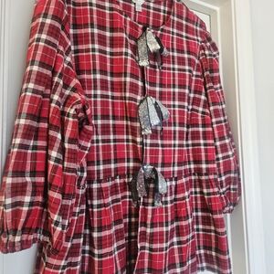 Cato Red Plaid Dress with Sequin Bow